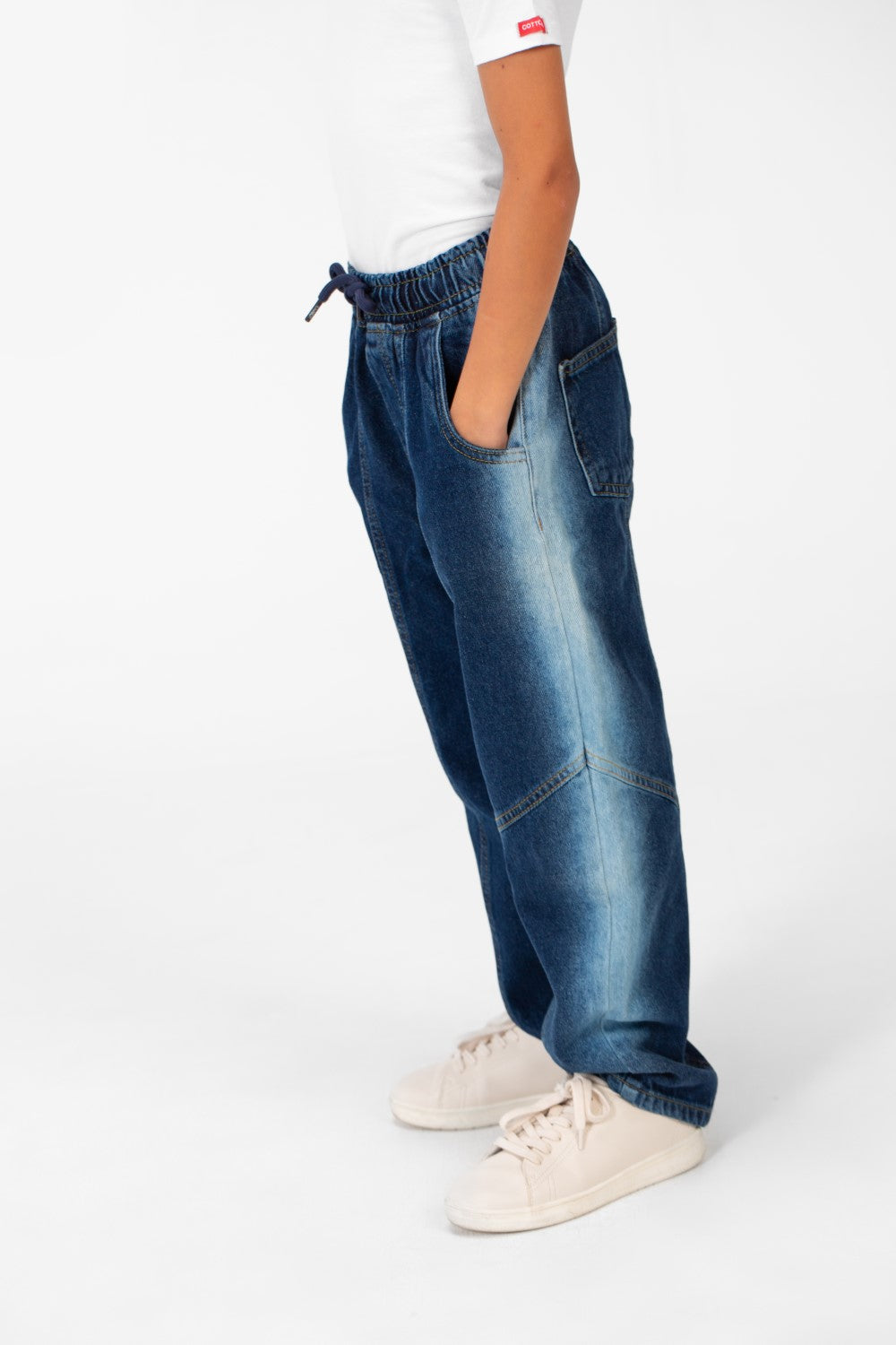 Boy's Wide Leg Elastic Waistband Jeans Pants In A Modern Design