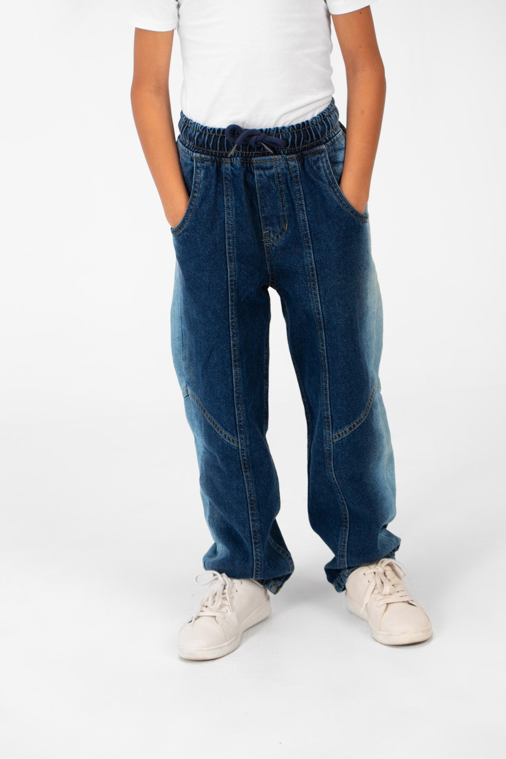 Boy's Wide Leg Elastic Waistband Jeans Pants In A Modern Design
