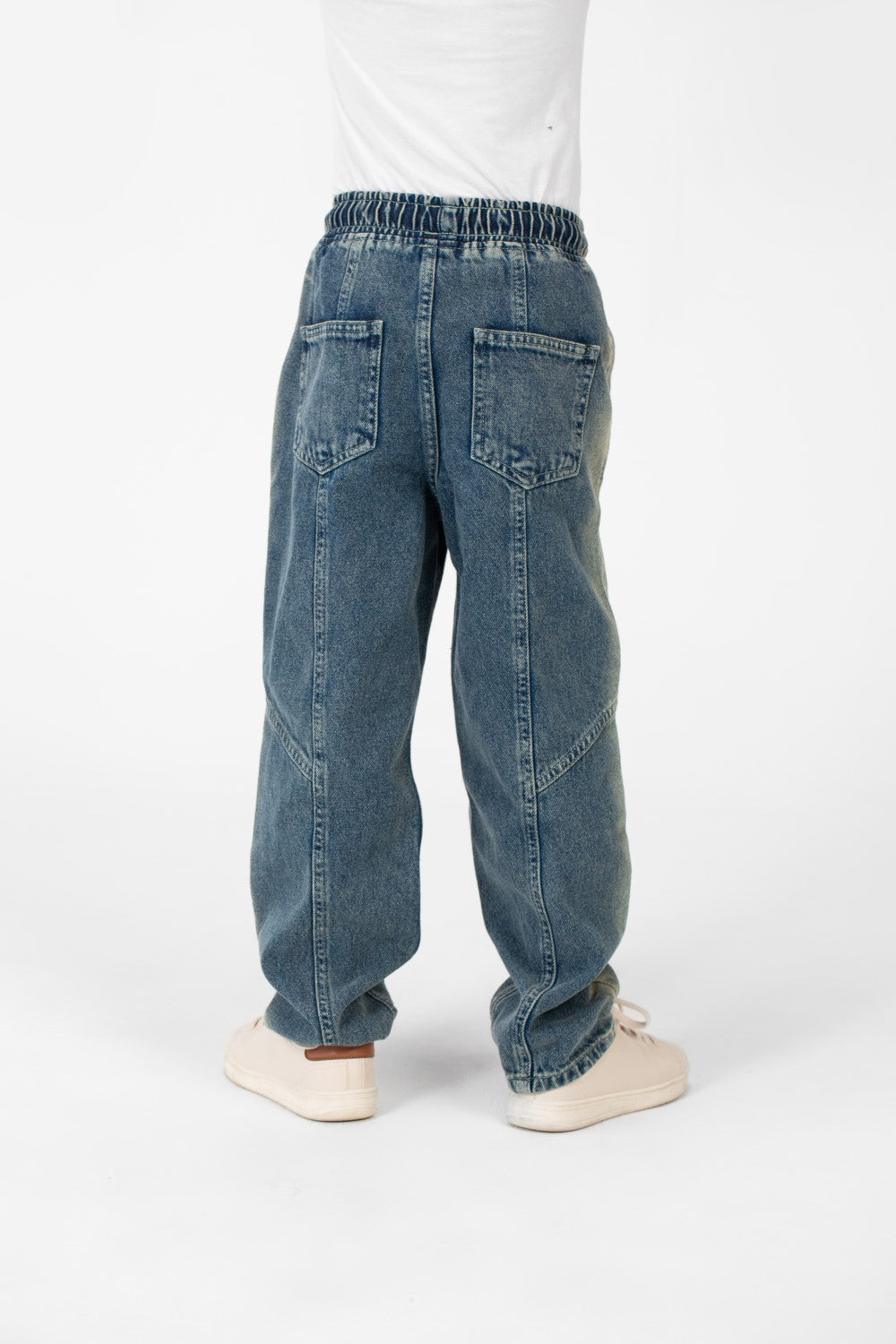 Boy's Wide Leg Elastic Waistband Jeans Pants In A Modern Design