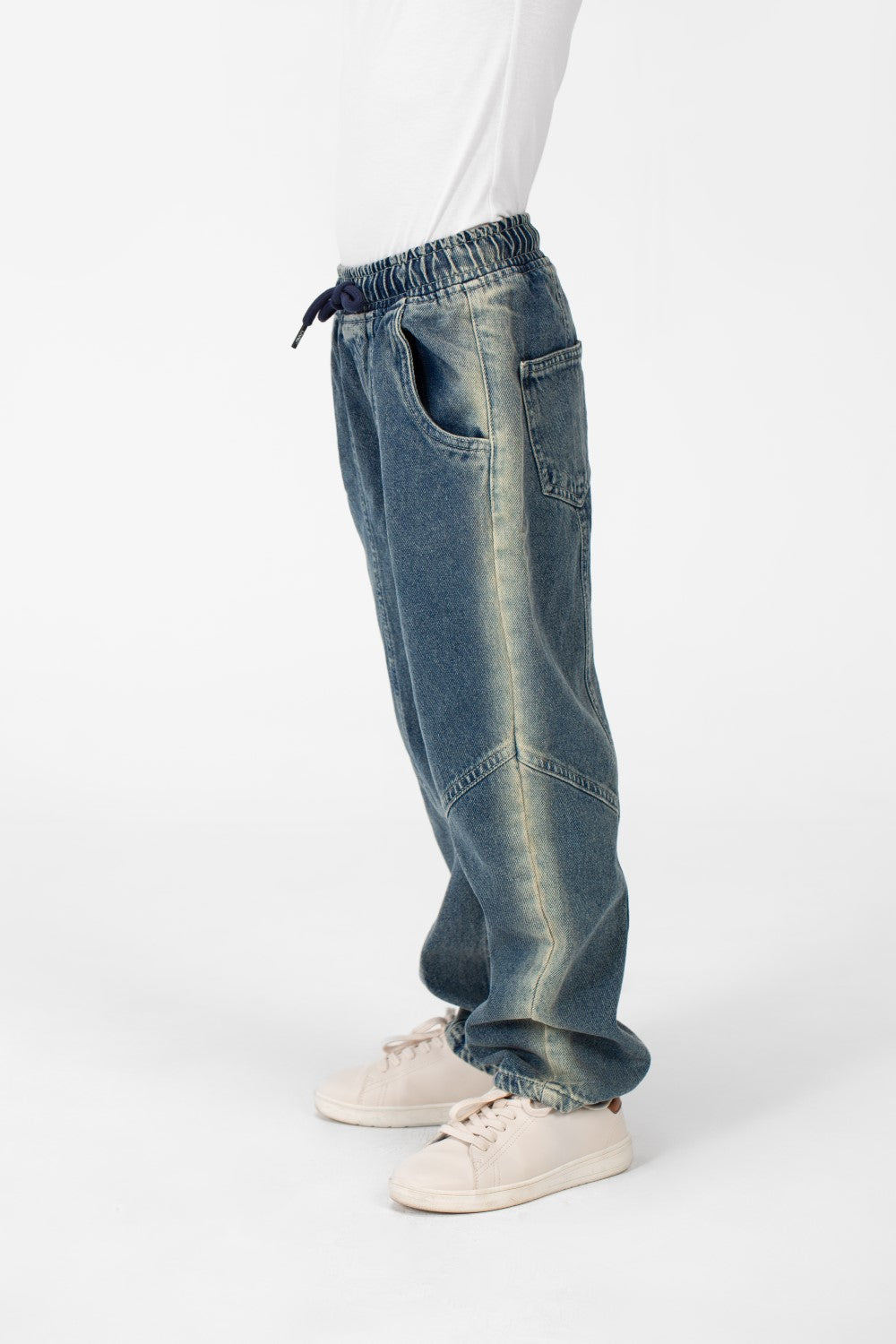 Boy's Wide Leg Elastic Waistband Jeans Pants In A Modern Design
