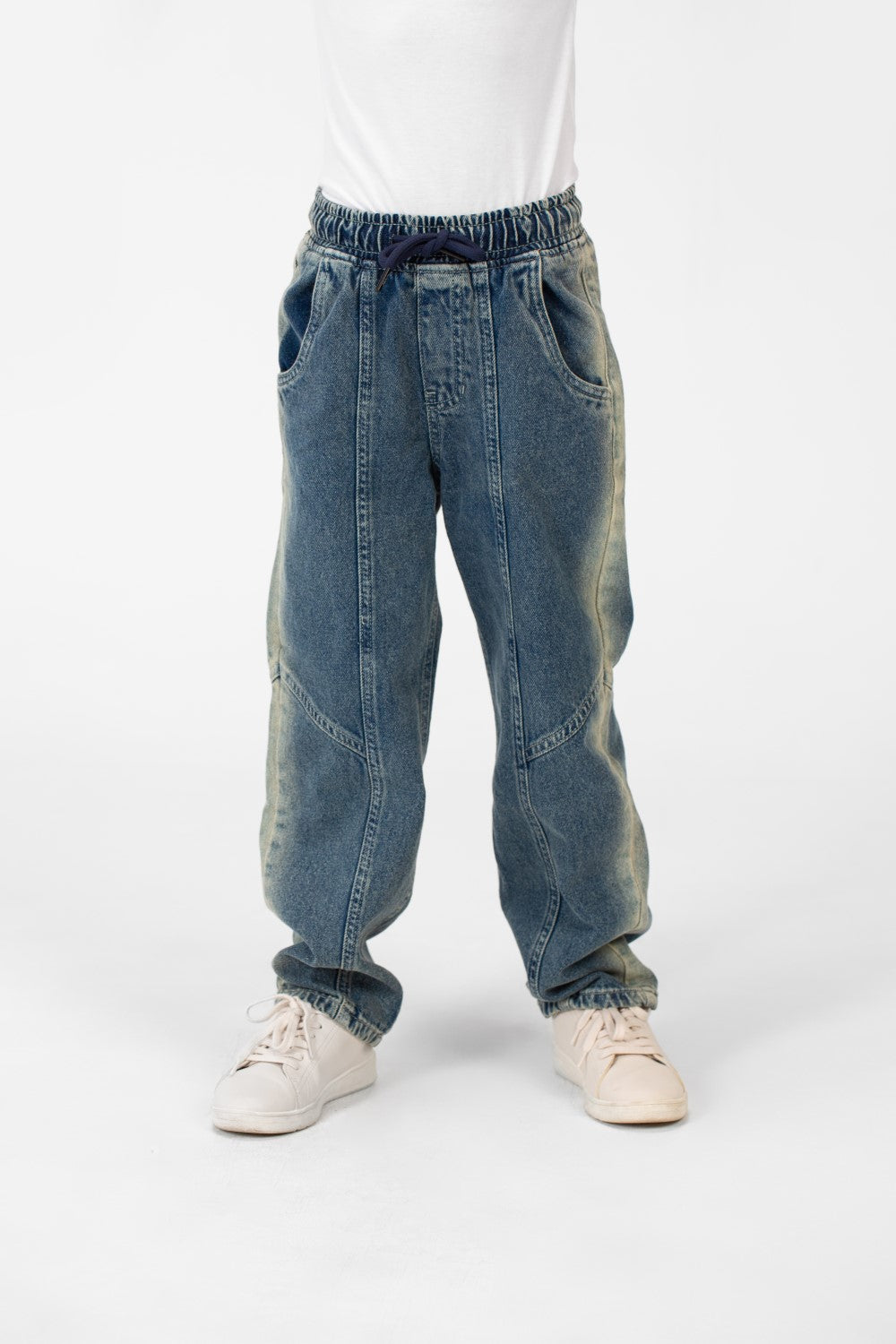 Boy's Wide Leg Elastic Waistband Jeans Pants In A Modern Design