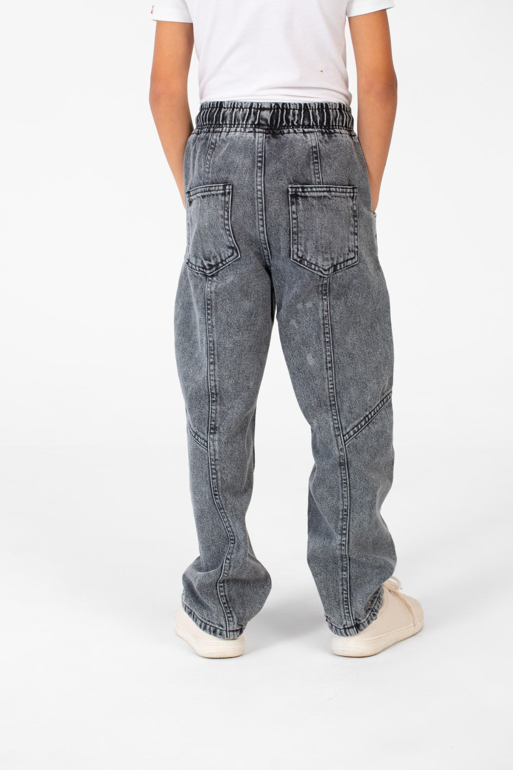 Boy's Wide Leg Elastic Waistband Jeans Pants In A Modern Design