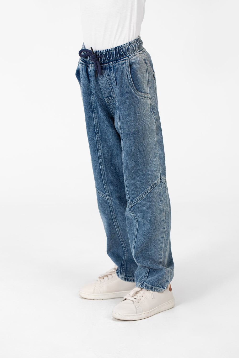 Boy's Wide Leg Elastic Waistband Jeans Pants In A Modern Design