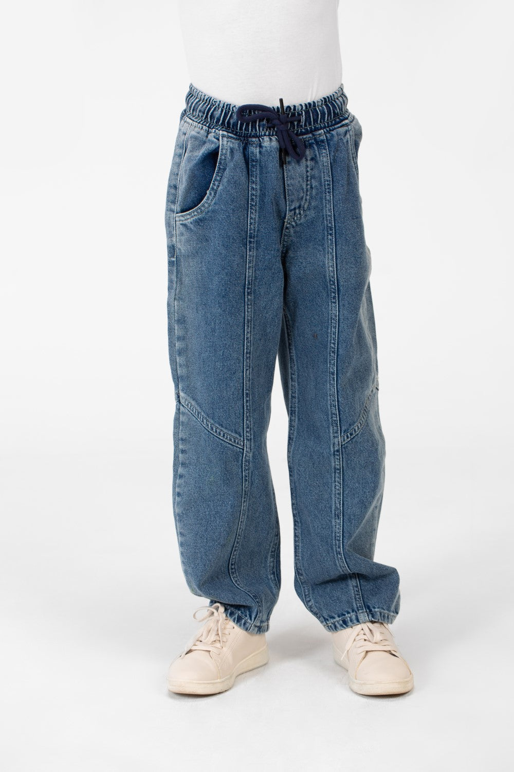Boy's Wide Leg Elastic Waistband Jeans Pants In A Modern Design