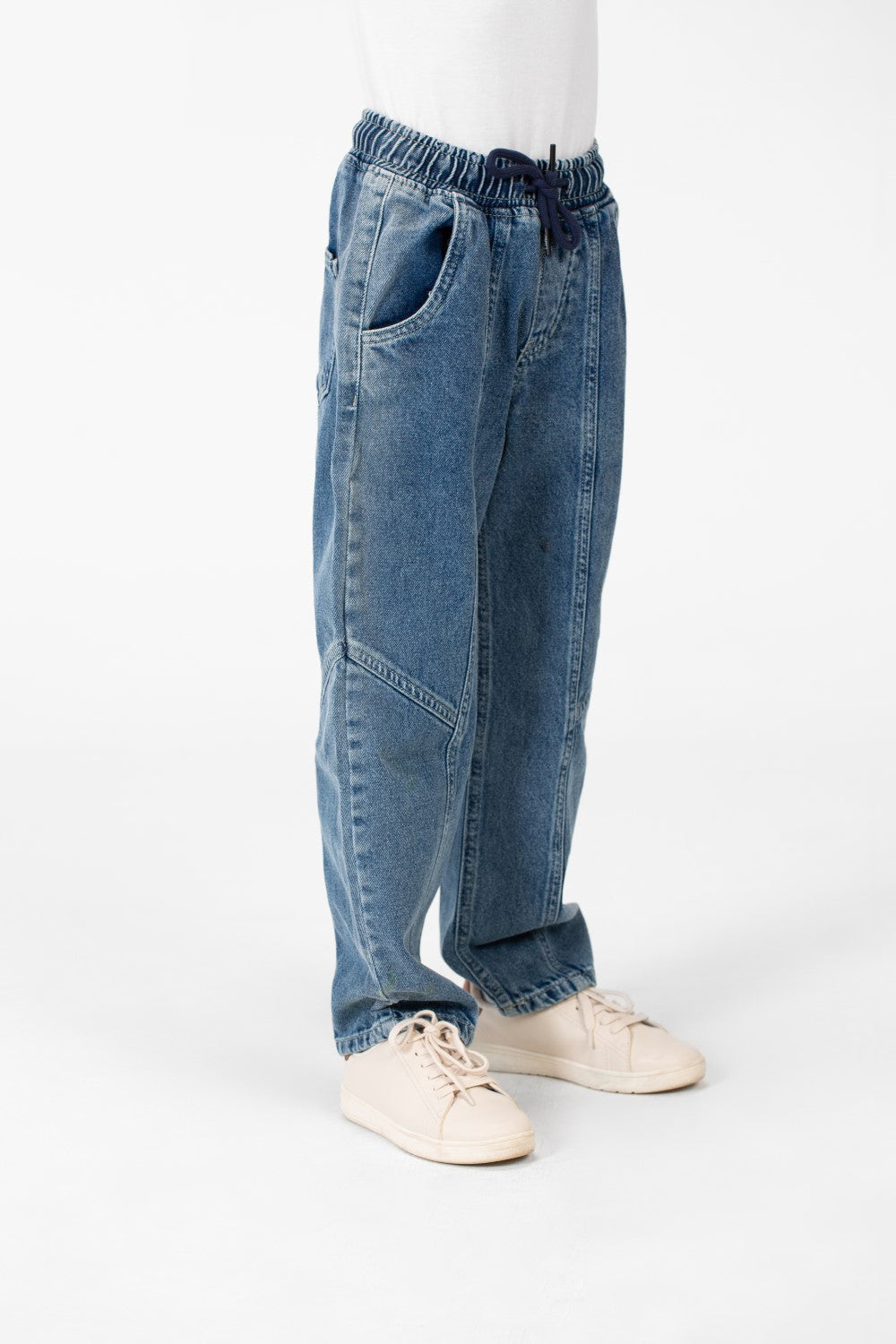 Boy's Wide Leg Elastic Waistband Jeans Pants In A Modern Design