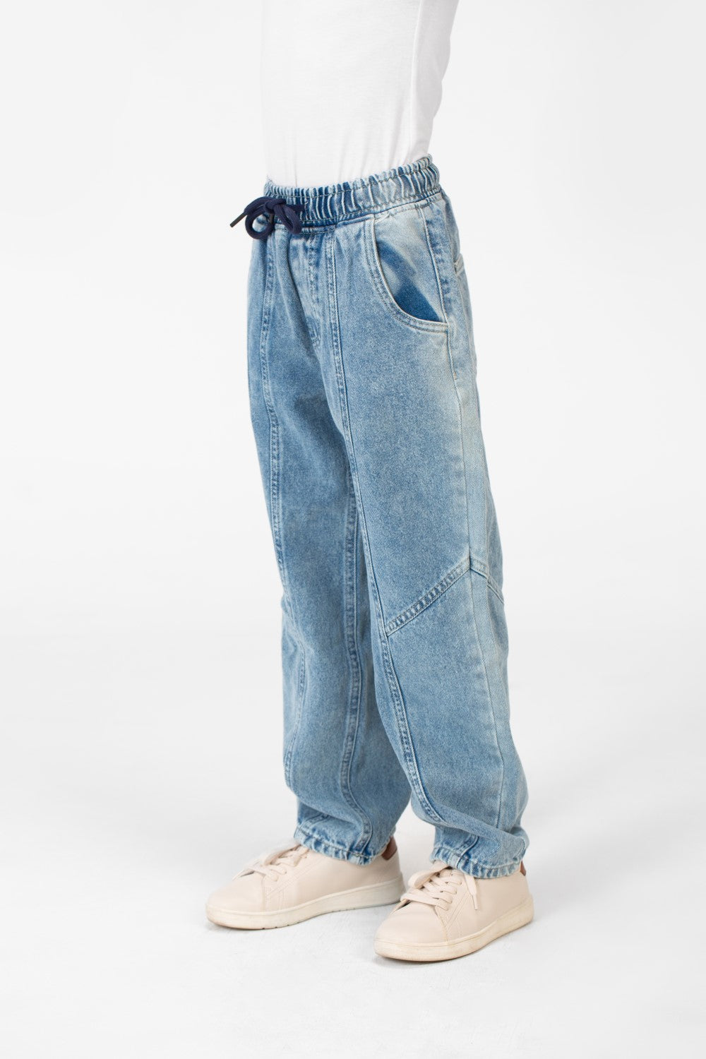 Boy's Wide Leg Elastic Waistband Jeans Pants In A Modern Design