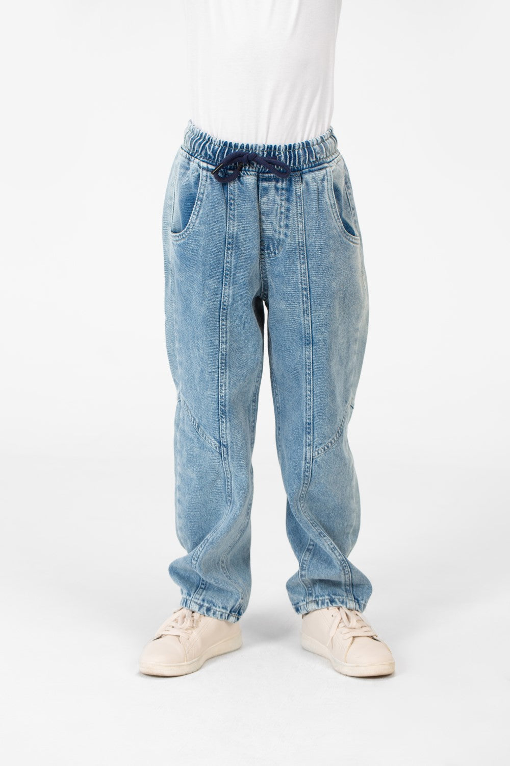 Boy's Wide Leg Elastic Waistband Jeans Pants In A Modern Design