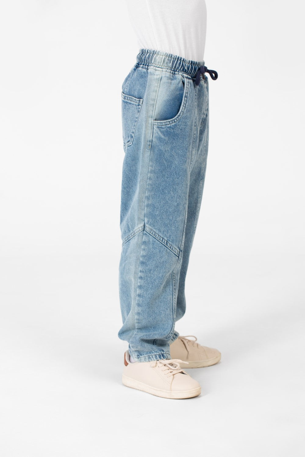 Boy's Wide Leg Elastic Waistband Jeans Pants In A Modern Design