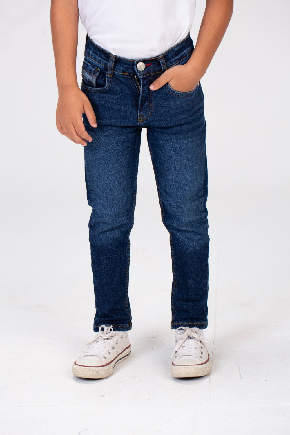 Boys Jeans Used Pants With Five Pockets And A Tomato Patch On The Back