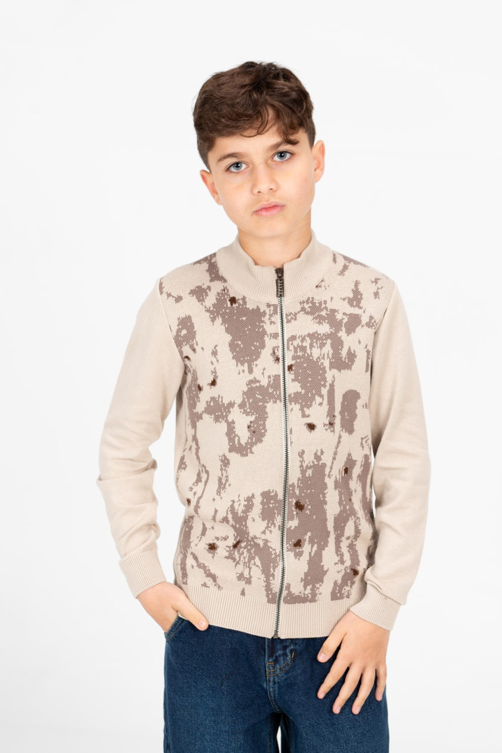 Boy's Jakar Printed Full Zip Long Sleeve Pullover Sweater