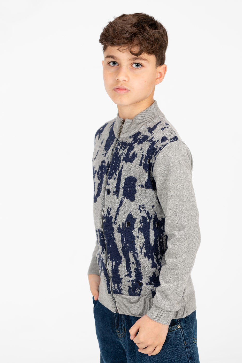 Boy's Jakar Printed Full Zip Long Sleeve Pullover Sweater