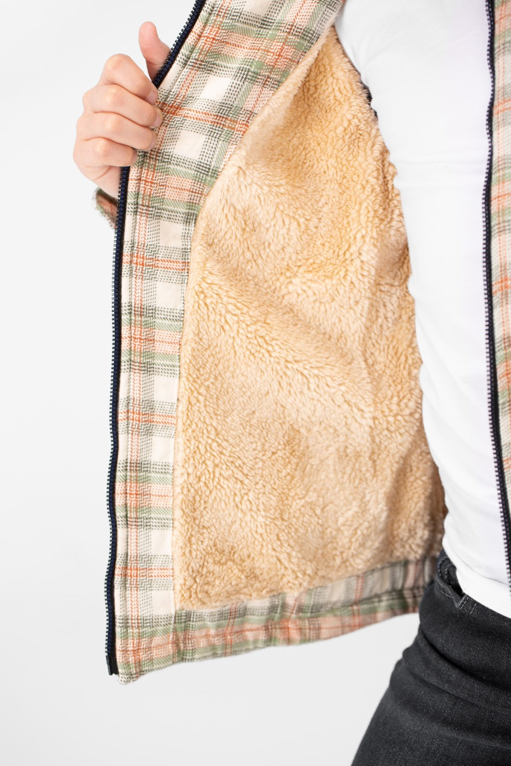 Boy's Fur Padded Hood Shirt With Full Zip