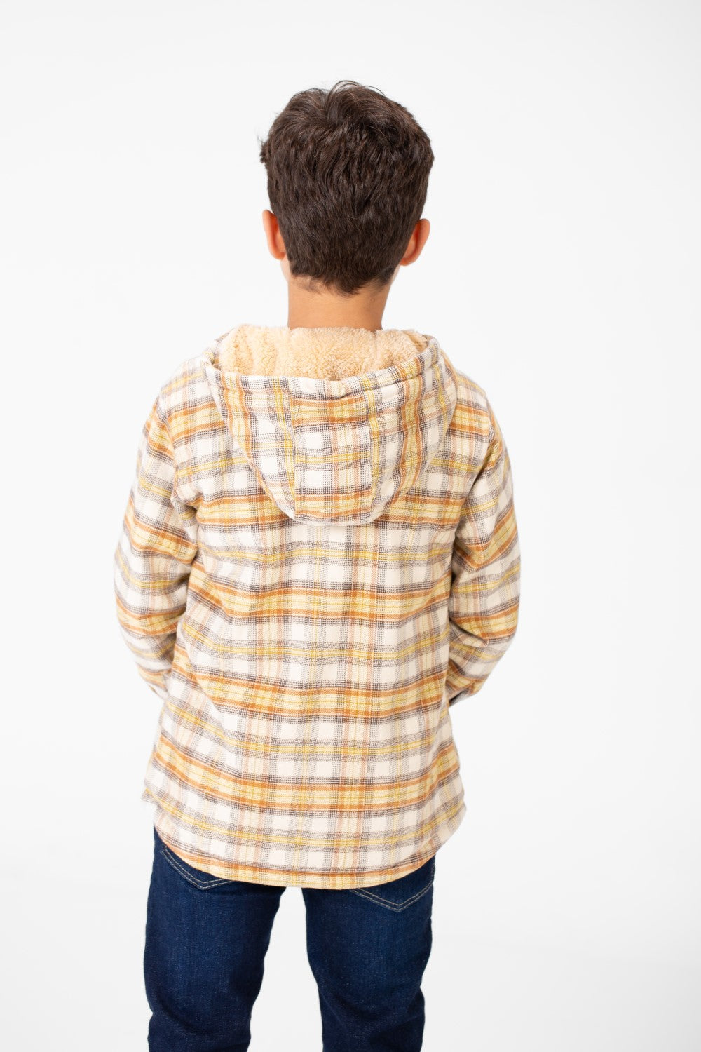 Boy's Fur Padded Hood Shirt With Full Zip