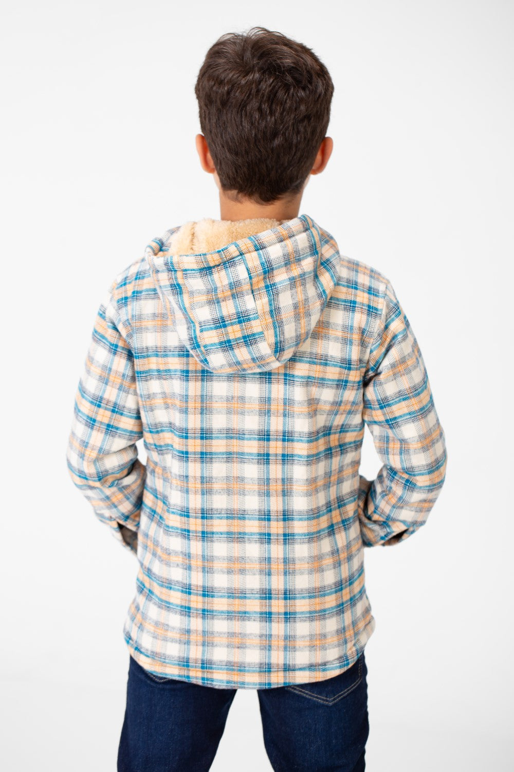 Boy's Fur Padded Hood Shirt With Full Zip