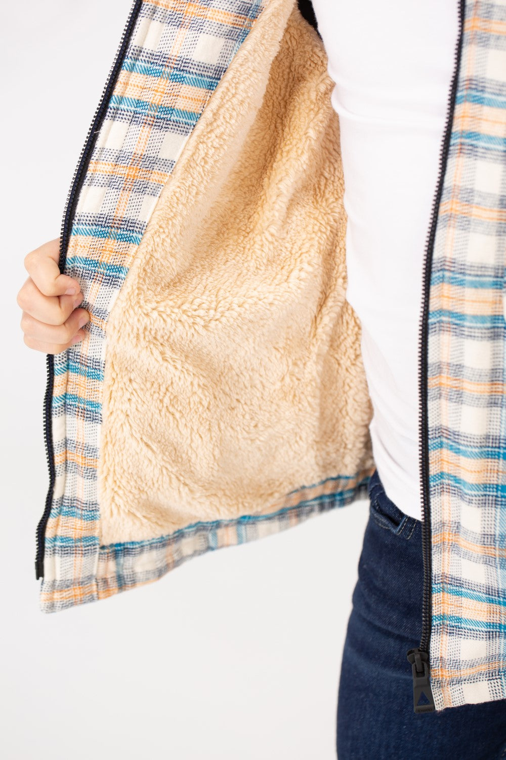 Boy's Fur Padded Hood Shirt With Full Zip