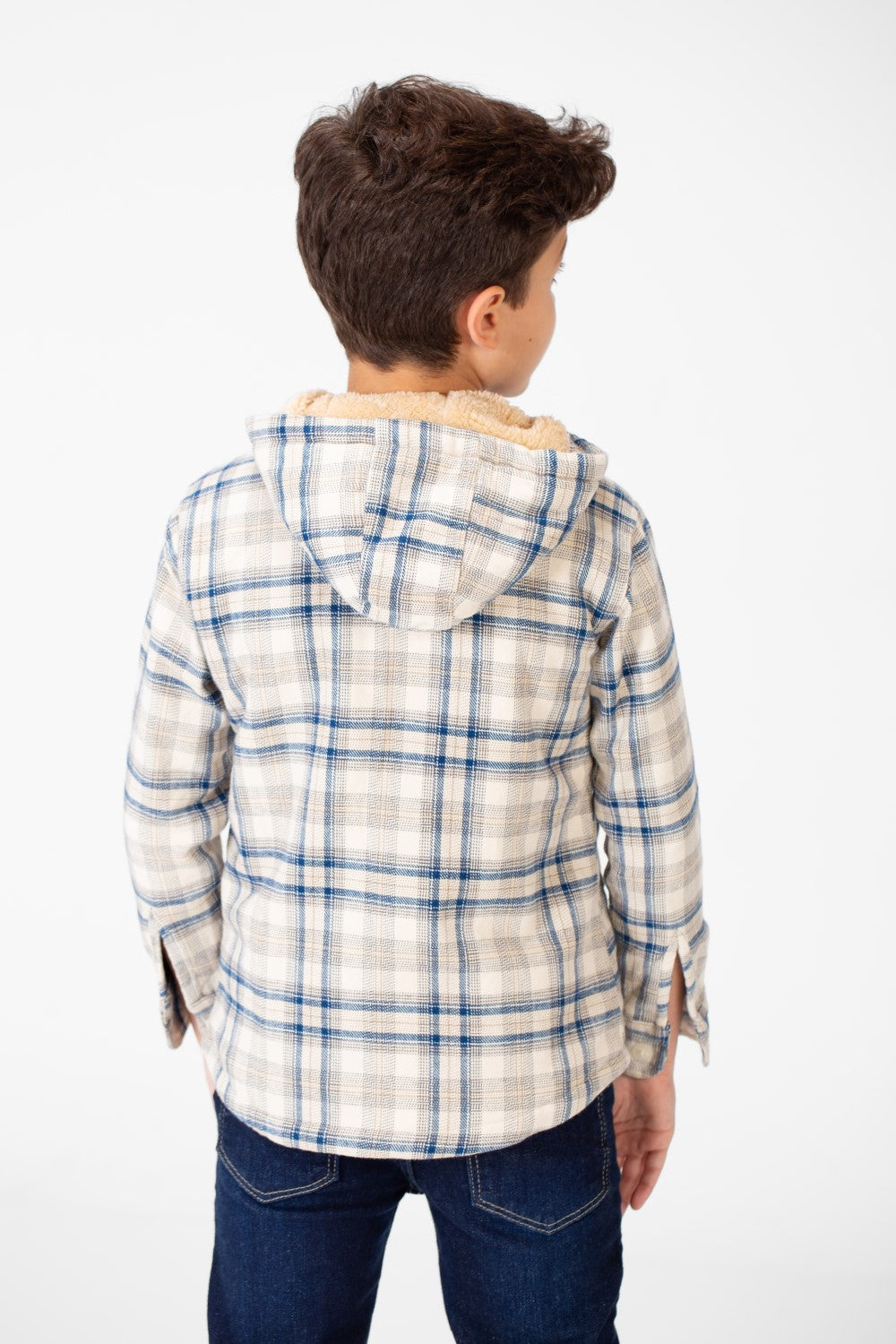 Boy's Fur Padded Hood Shirt With Full Zip