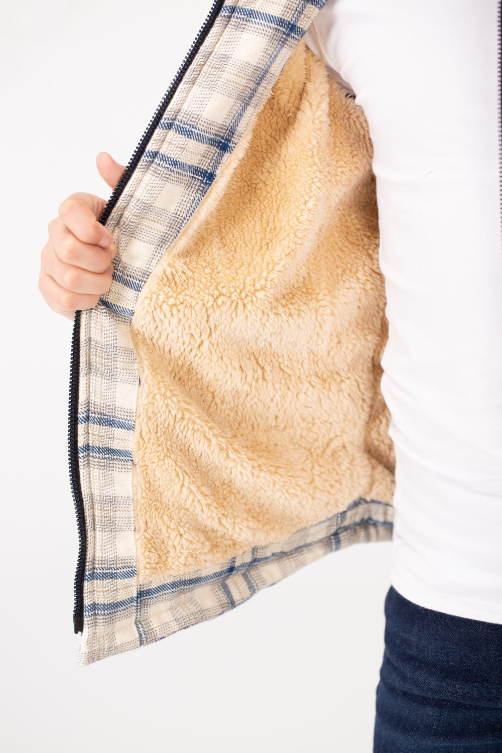 Boy's Fur Padded Hood Shirt With Full Zip