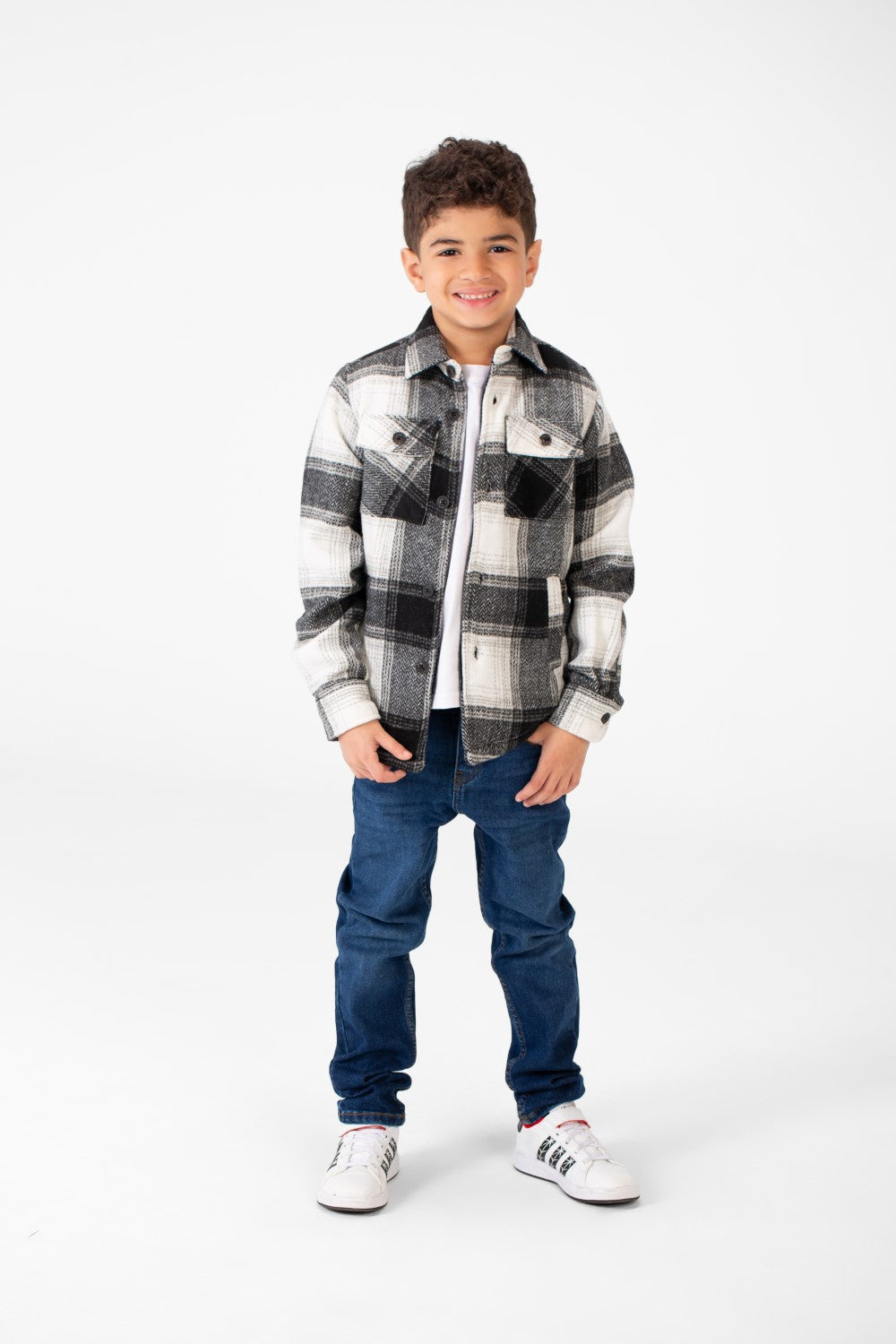 Boy's Ckecked Fur Padded Shirt With Buttons Closure