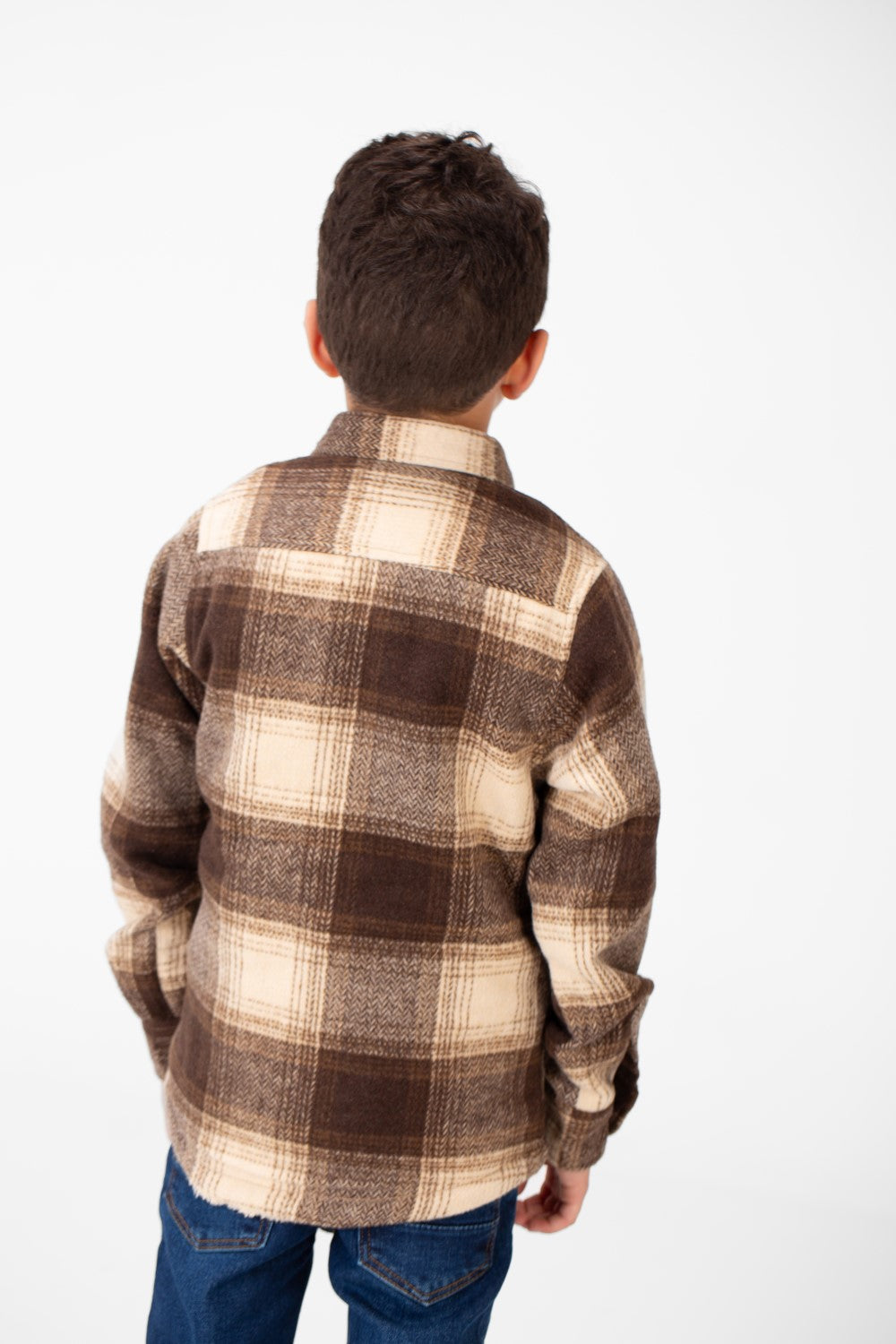 Boy's Ckecked Fur Padded Shirt With Buttons Closure