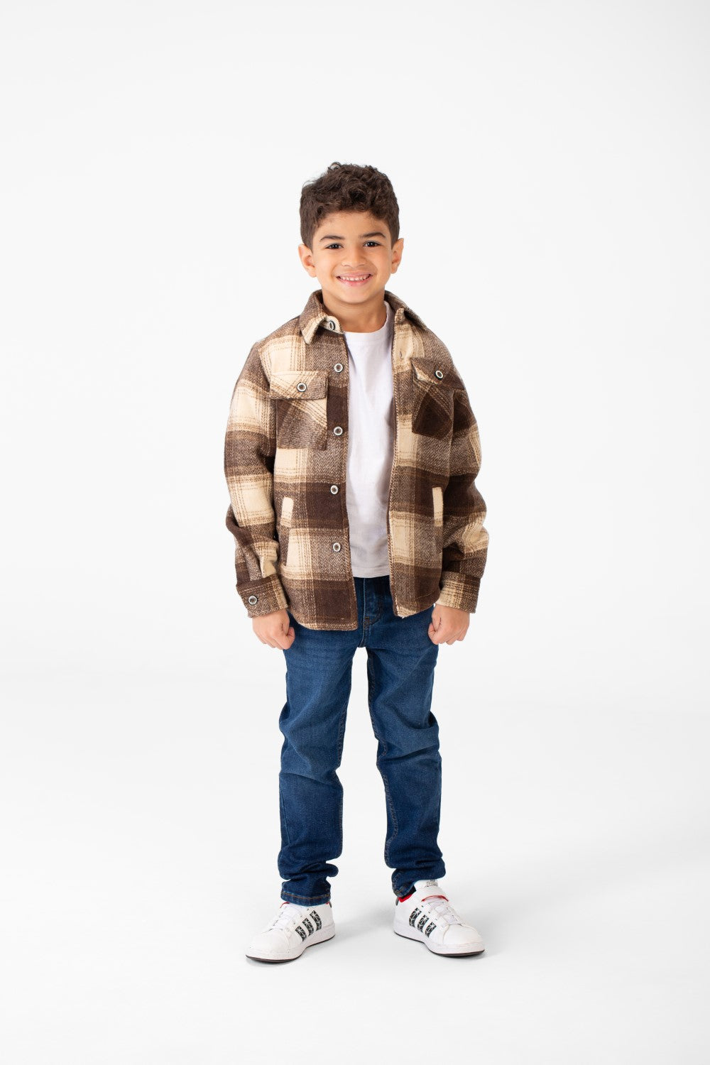 Boy's Ckecked Fur Padded Shirt With Buttons Closure