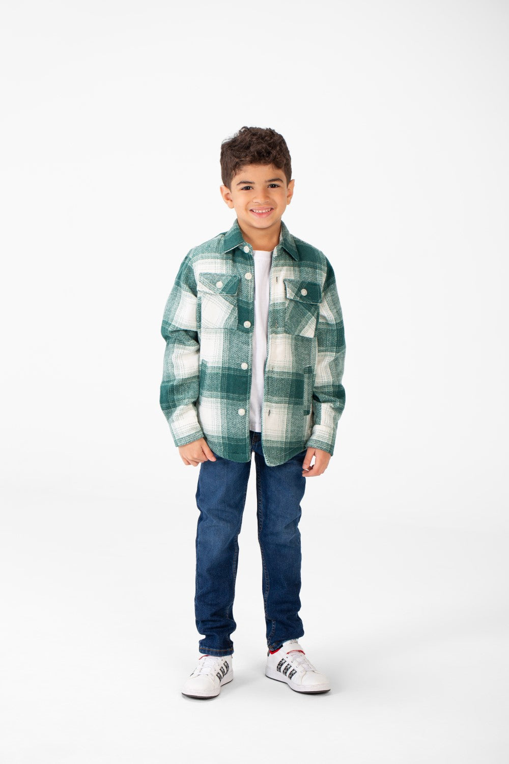 Boy's Ckecked Fur Padded Shirt With Buttons Closure