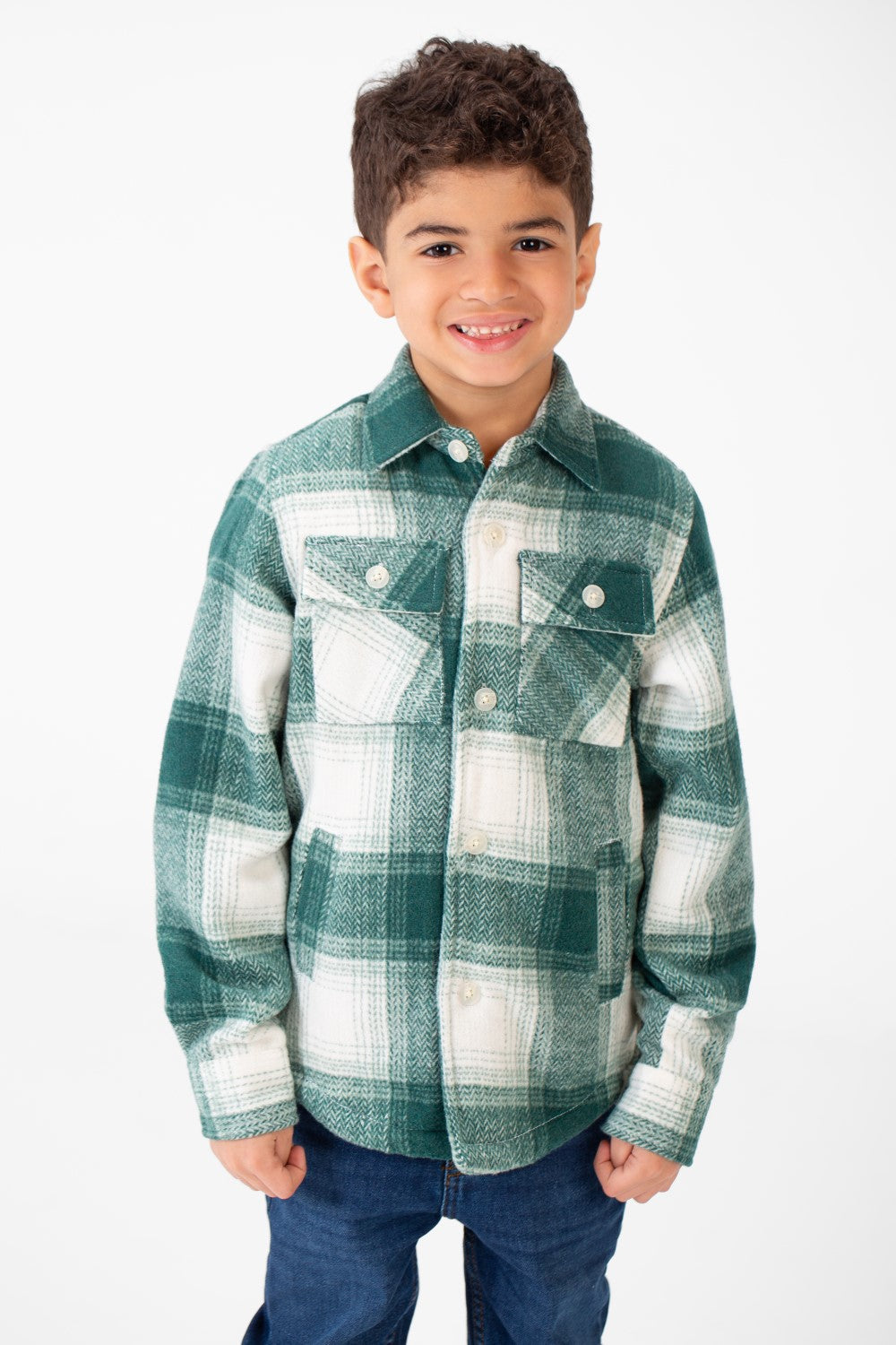 Boy's Ckecked Fur Padded Shirt With Buttons Closure