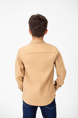 Boy's Fur Padded Shirt With Front Pockets And Long Sleeves