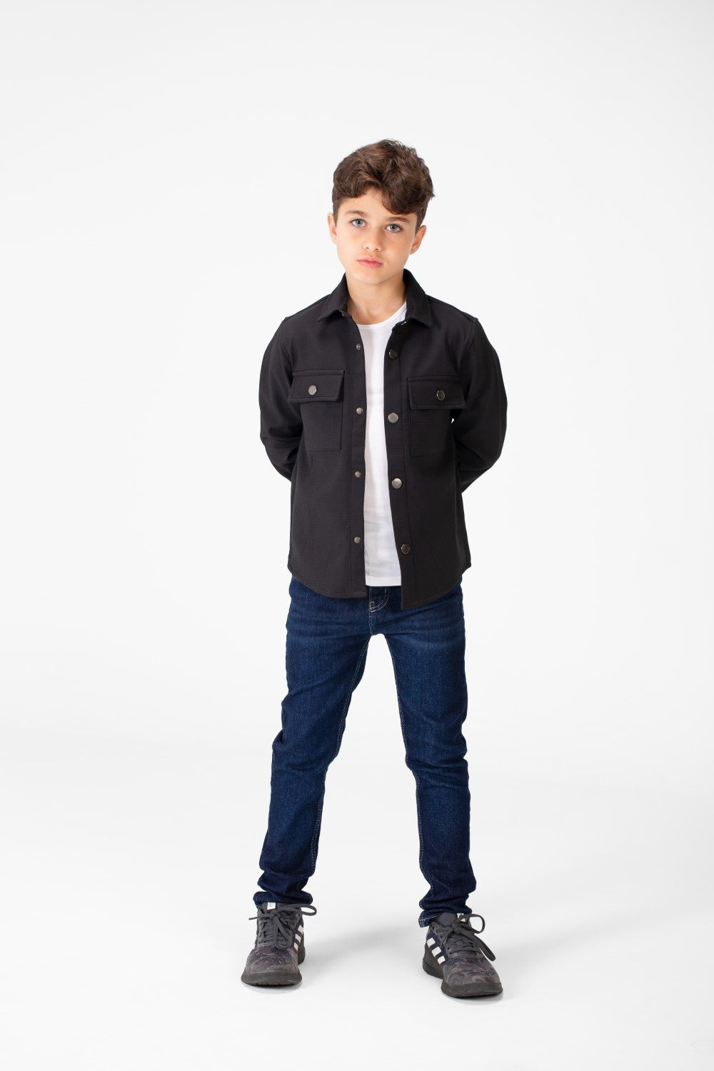 Boy's Fur Padded Shirt With Front Pockets And Long Sleeves