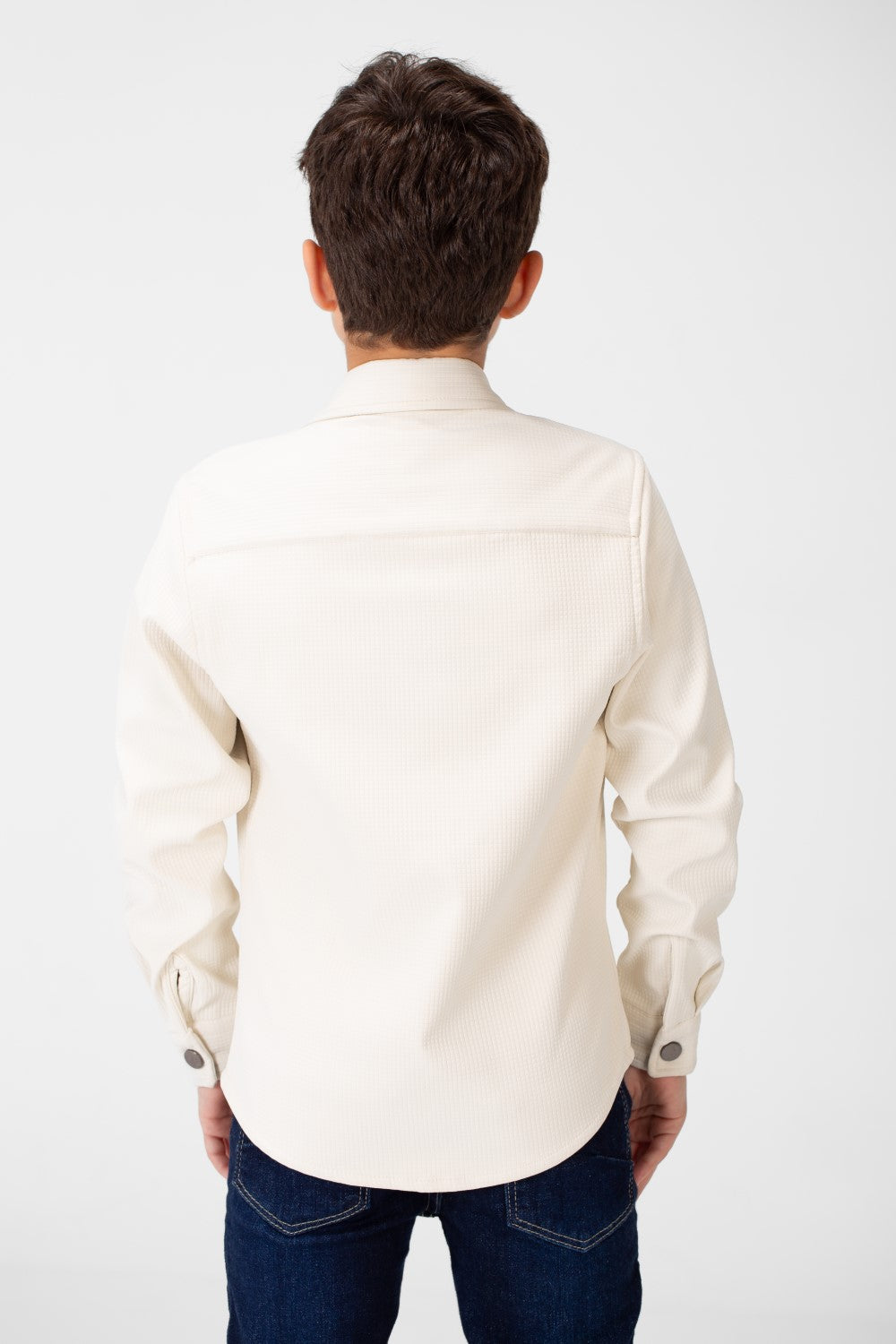 Boy's Fur Padded Shirt With Front Pockets And Long Sleeves