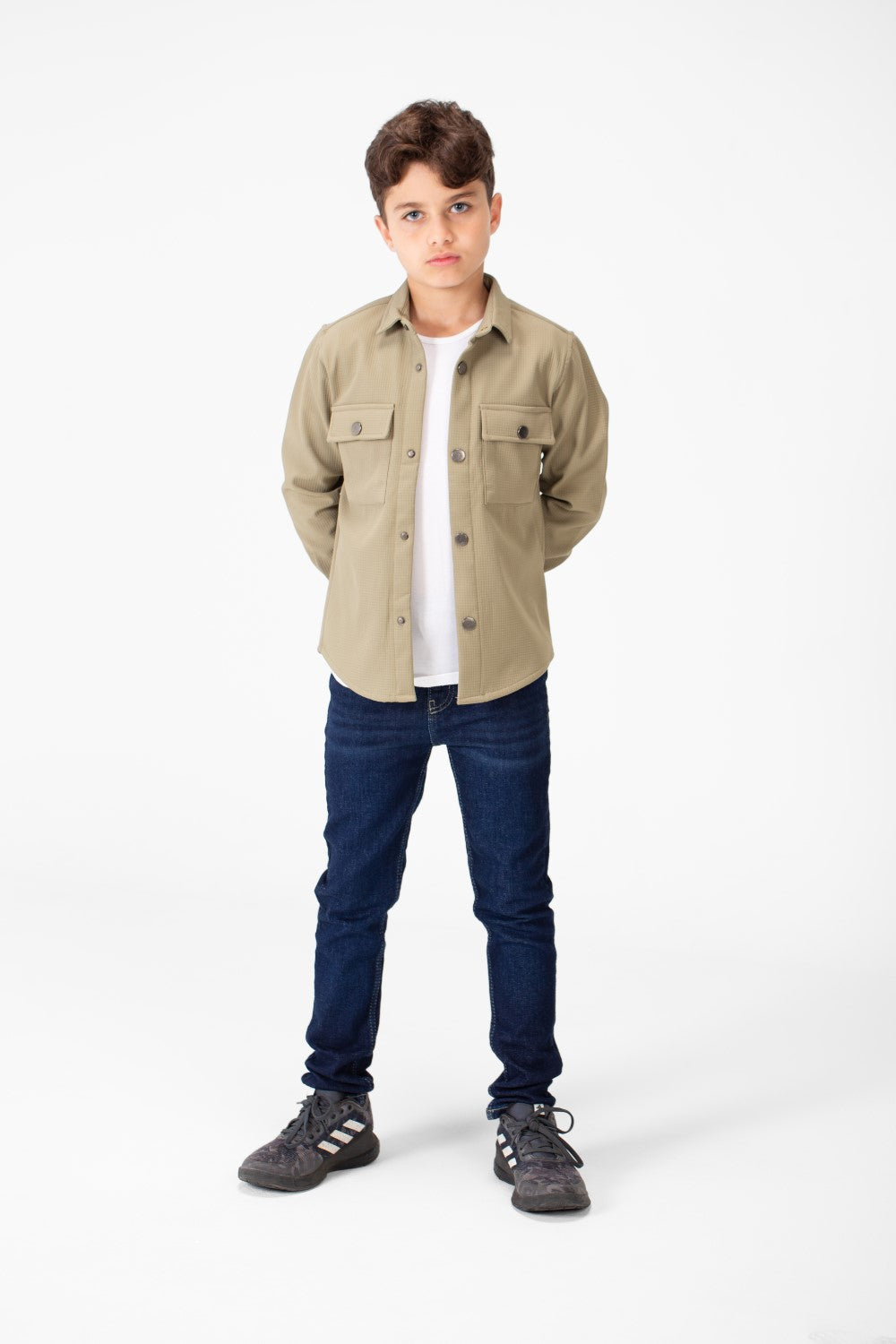 Boy's Fur Padded Shirt With Front Pockets And Long Sleeves