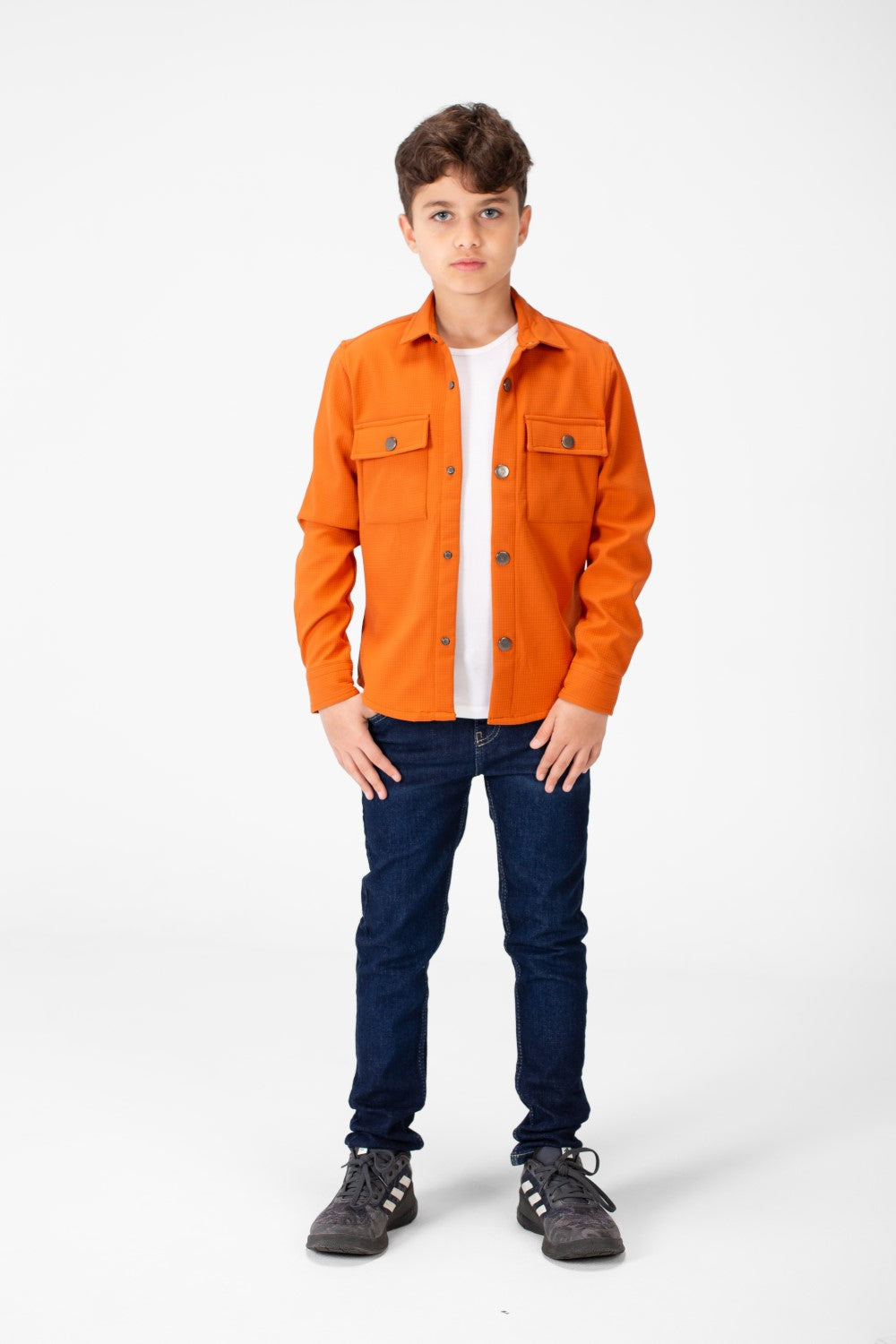 Boy's Fur Padded Shirt With Front Pockets And Long Sleeves