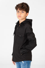 Boy's Fur Padded Hood Shirt With Full Front Zip