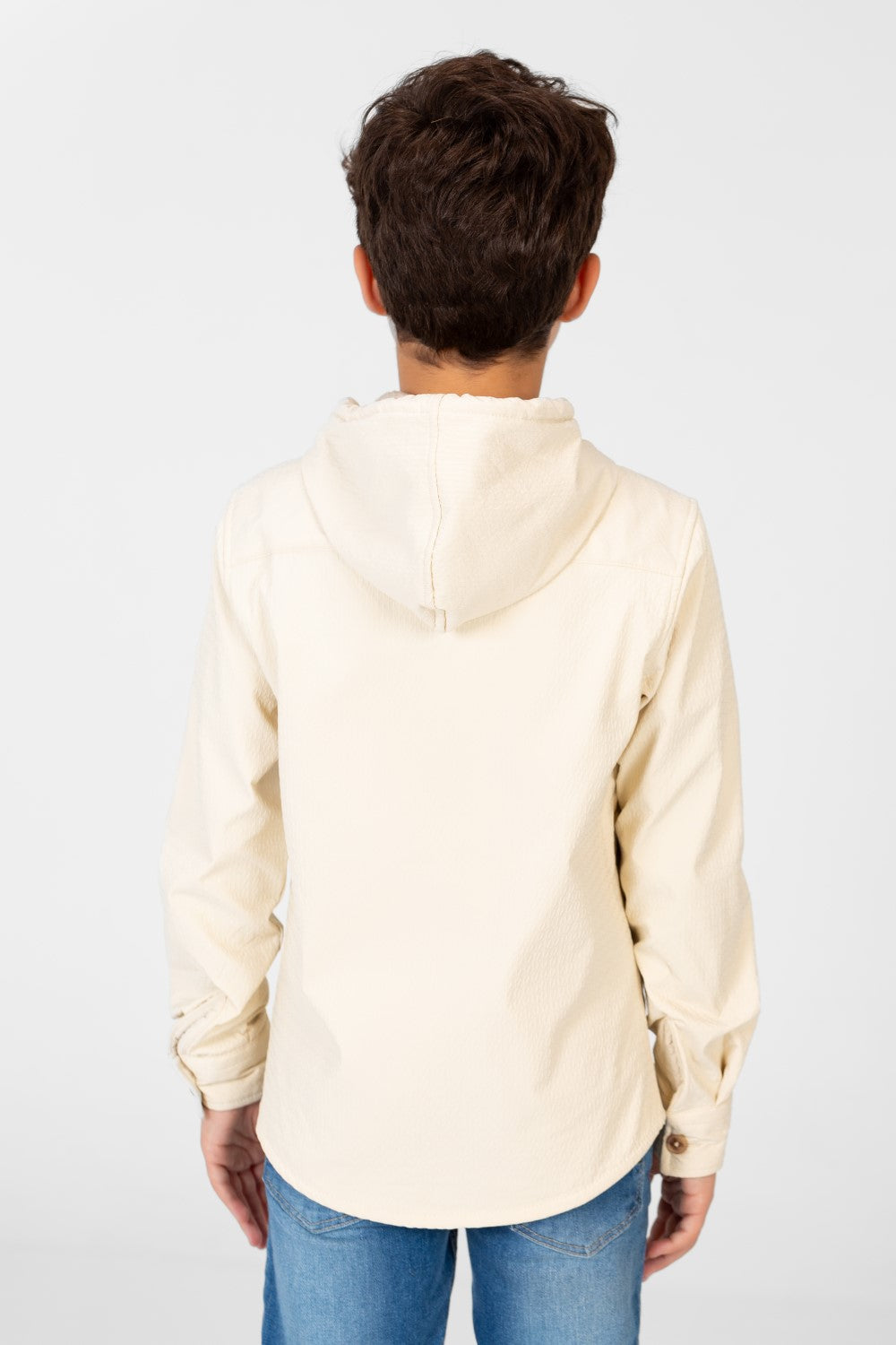 Boy's Fur Padded Hood Shirt With Full Front Zip