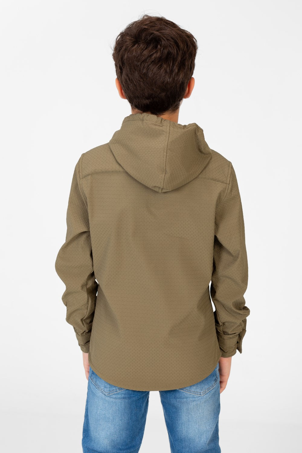 Boy's Fur Padded Hood Shirt With Full Front Zip