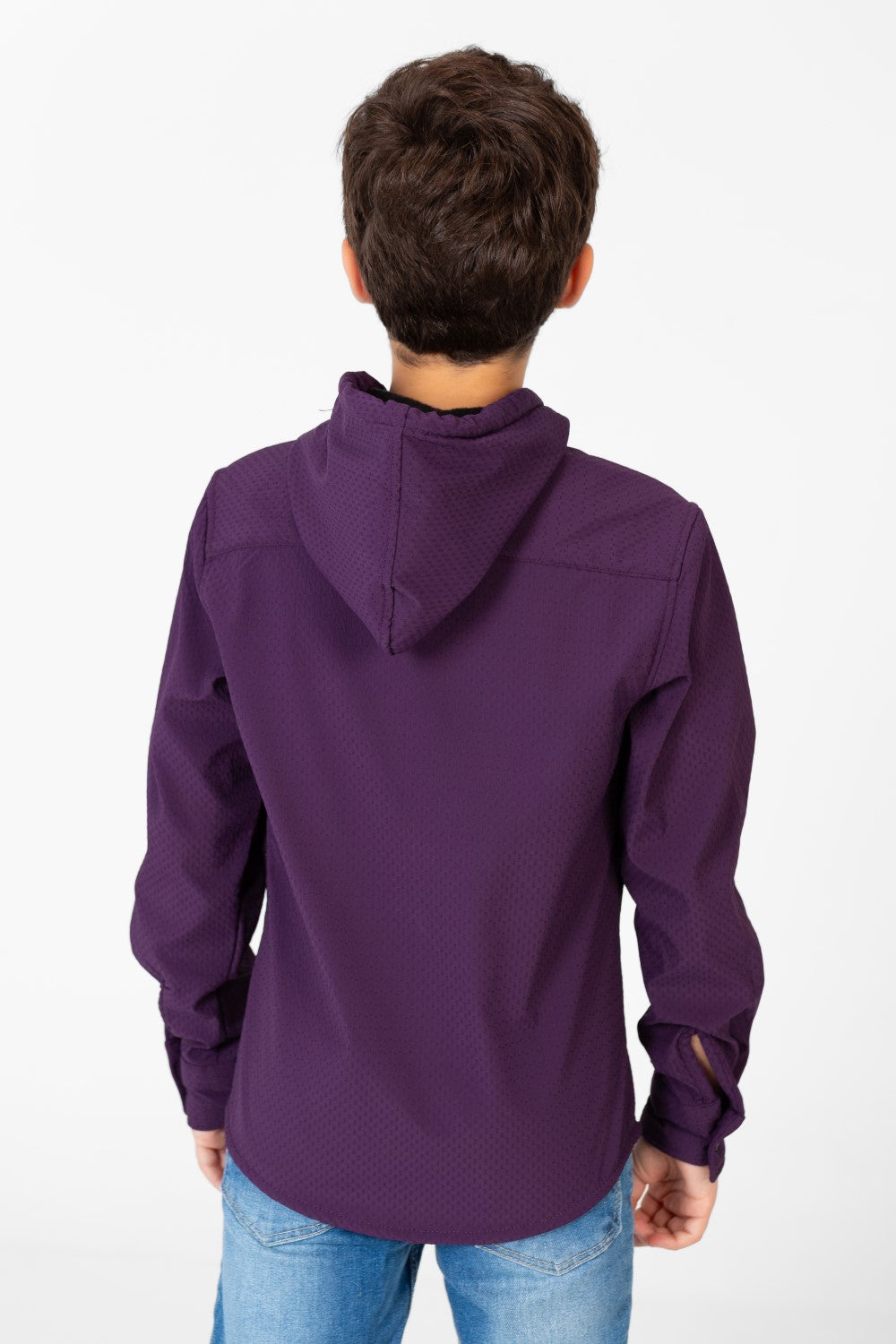 Boy's Fur Padded Hood Shirt With Full Front Zip