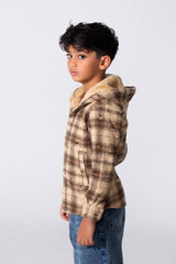 Boy's Padded Printed Slim Fit Long Sleeved Shirt With Pockets