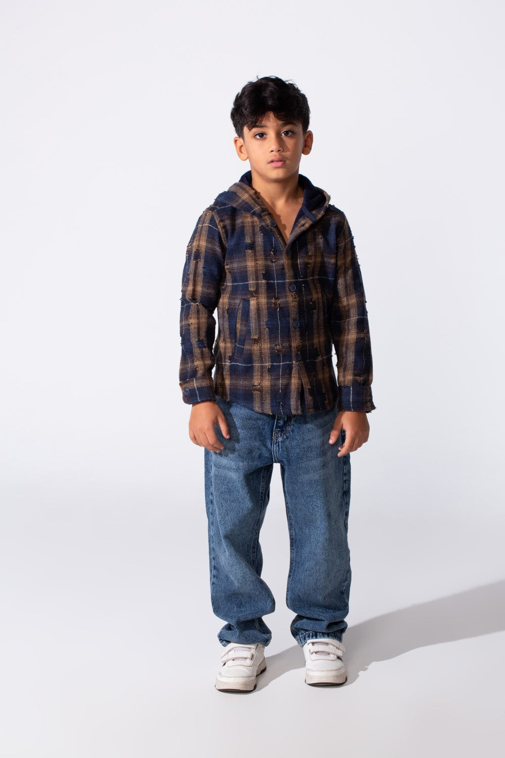 Boy's Padded Printed Slim Fit Long Sleeved Shirt With Pockets