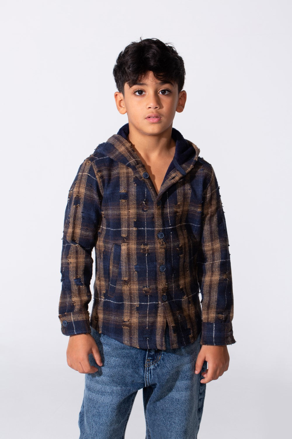 Boy's Padded Printed Slim Fit Long Sleeved Shirt With Pockets