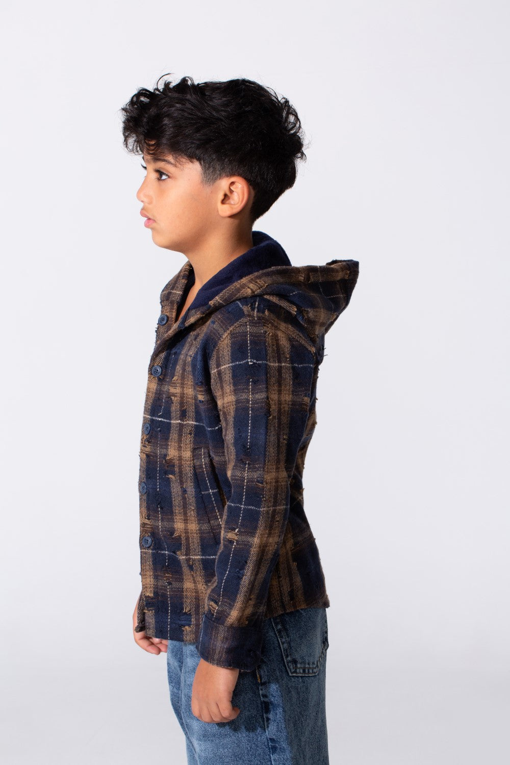 Boy's Padded Printed Slim Fit Long Sleeved Shirt With Pockets