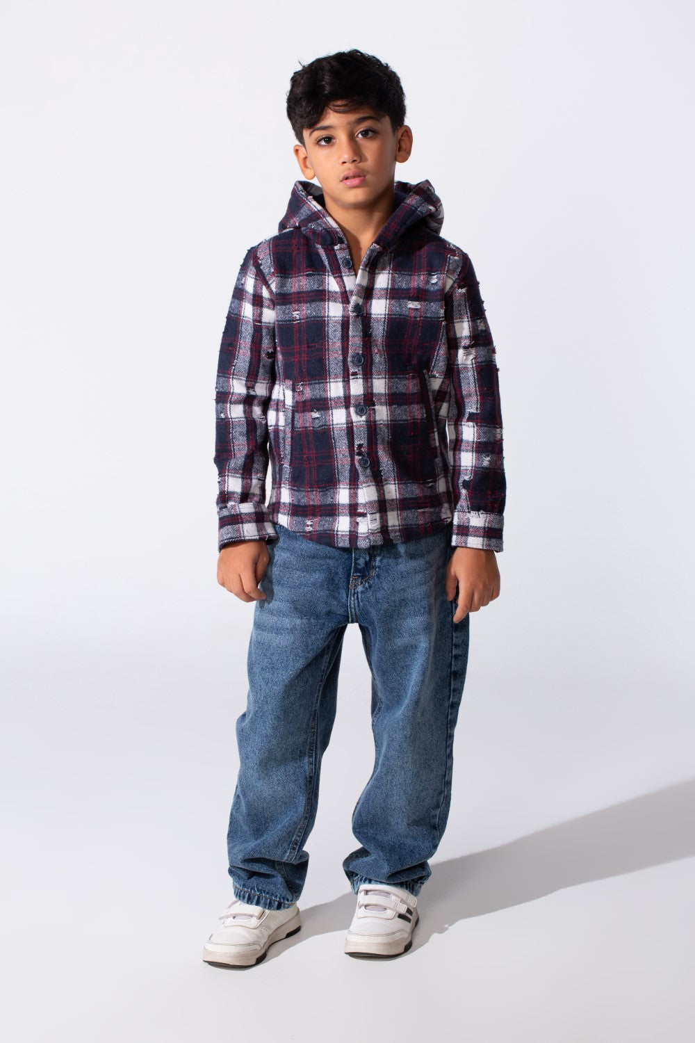 Boy's Padded Printed Slim Fit Long Sleeved Shirt With Pockets