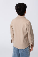 Boy's Slim Fit Velvet Shirt With Long Sleeves And A Front Pocket