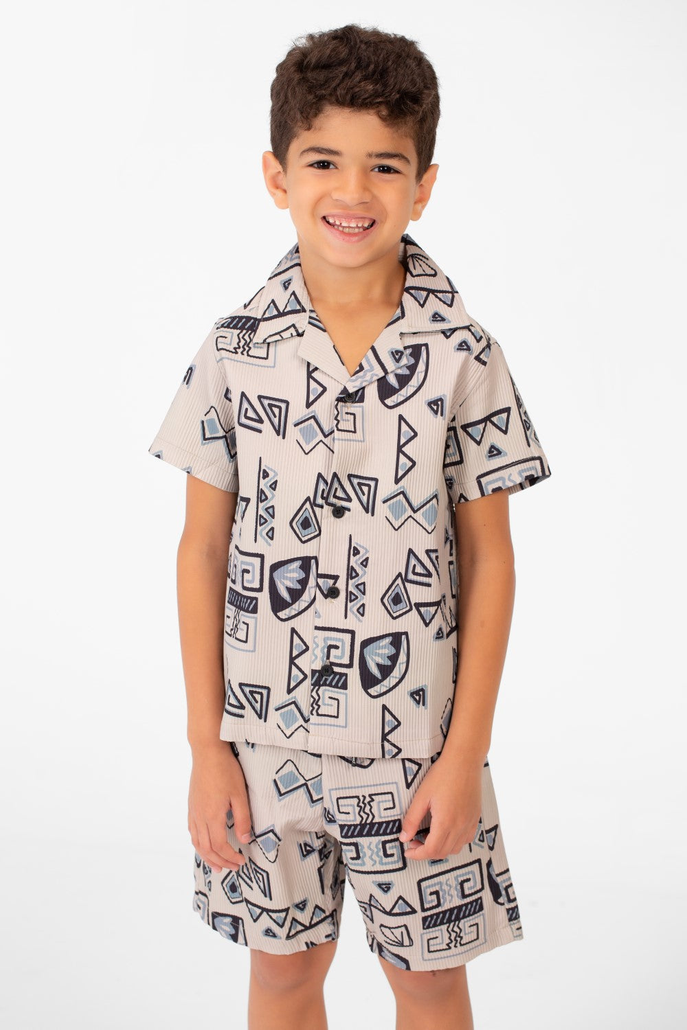 Boy's Two Pieces Printed Sleeved Polyester Material Outfit