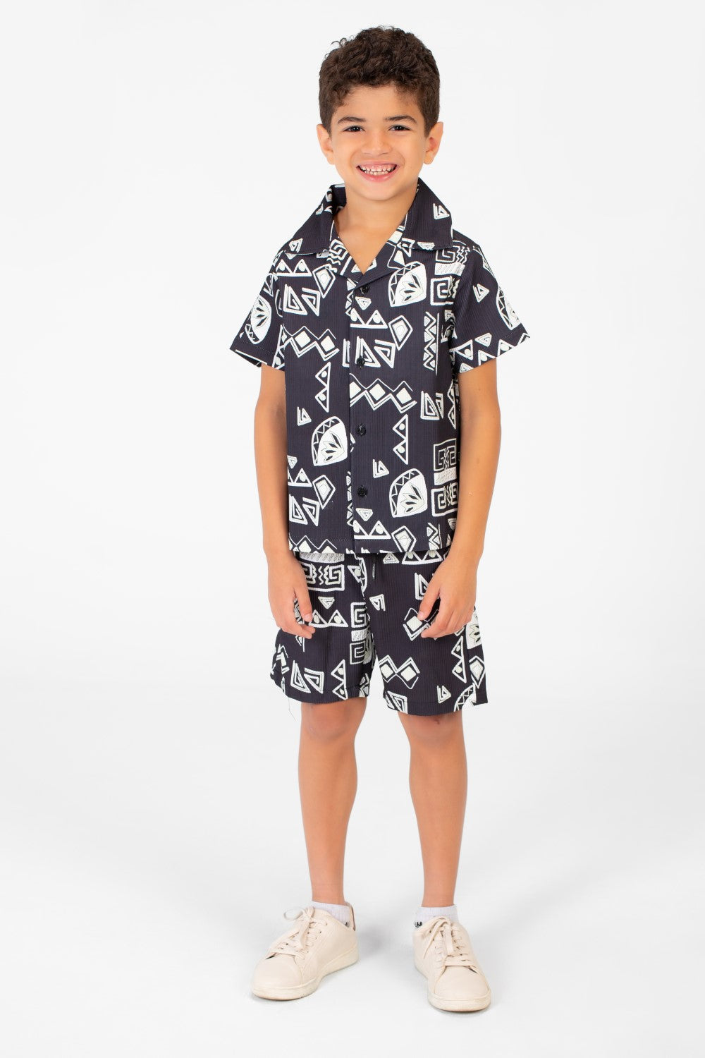 Boy's Two Pieces Printed Sleeved Polyester Material Outfit