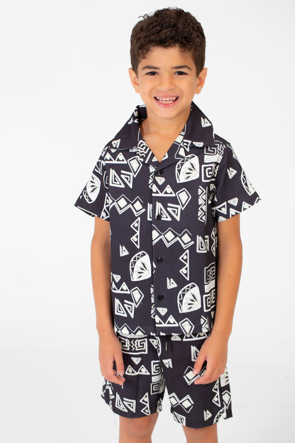 Boy's Two Pieces Printed Sleeved Polyester Material Outfit