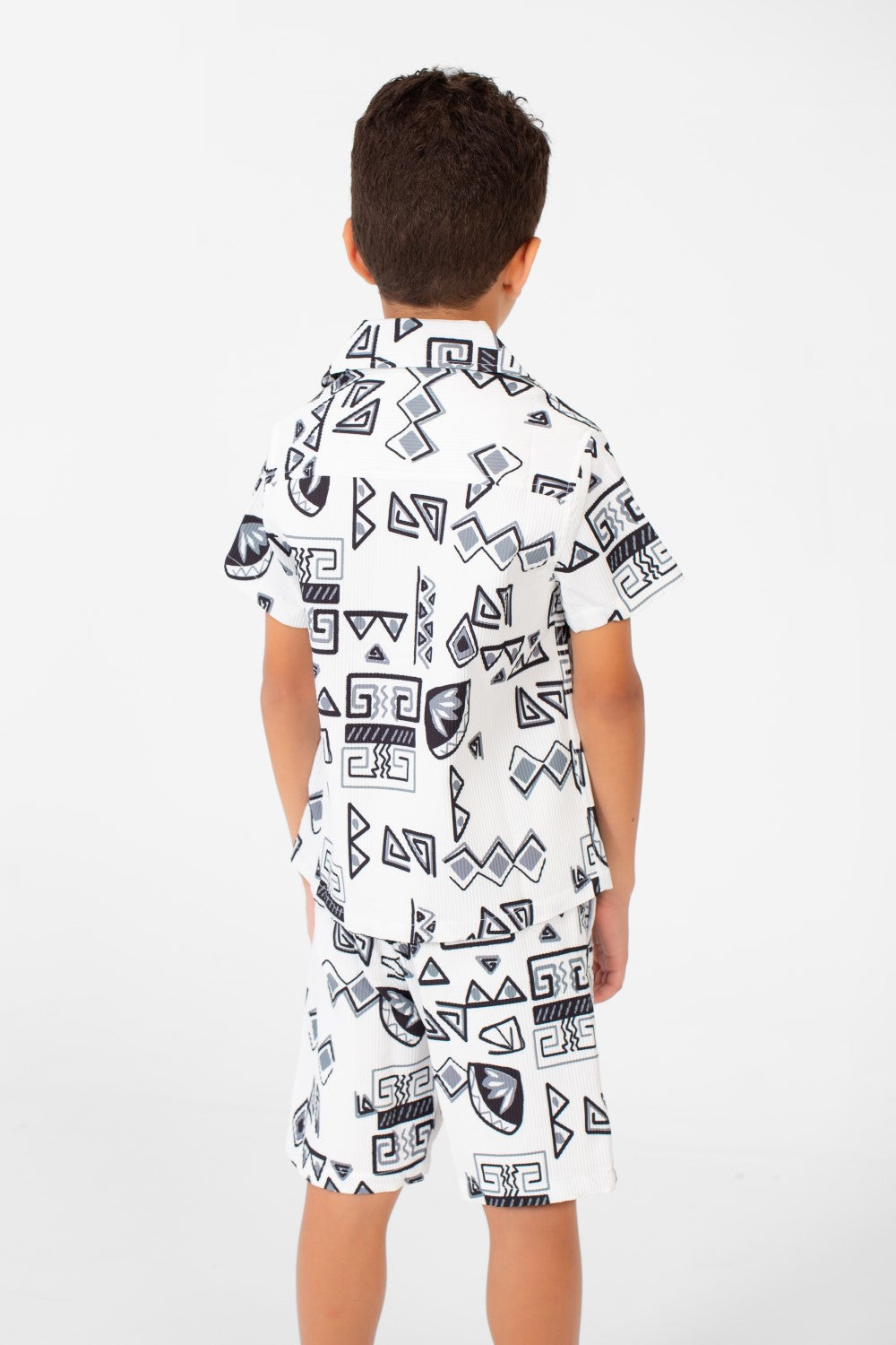 Boy's Two Pieces Printed Sleeved Polyester Material Outfit