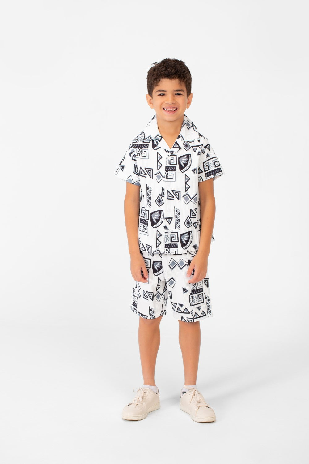 Boy's Two Pieces Printed Sleeved Polyester Material Outfit