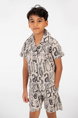 Boy's Summer Outfit Caputne Polyester Full Print