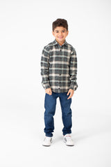 Boy's Winter Checked Shirt With Buttons And Long Sleeves