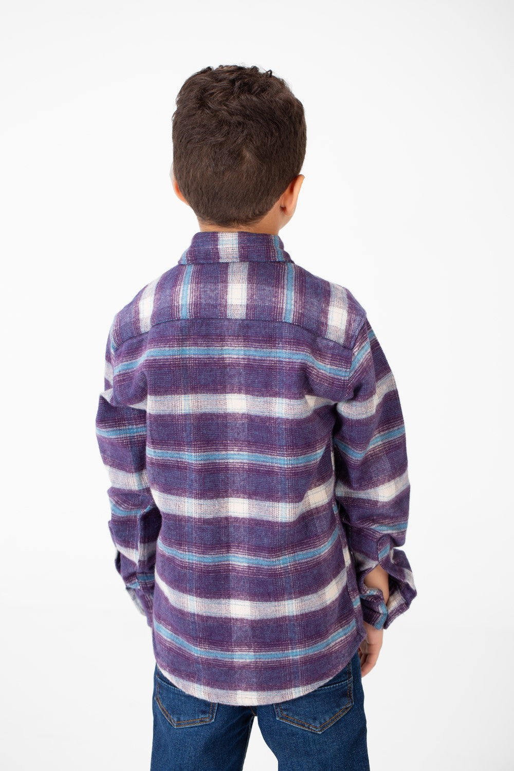 Boy's Winter Checked Shirt With Buttons And Long Sleeves