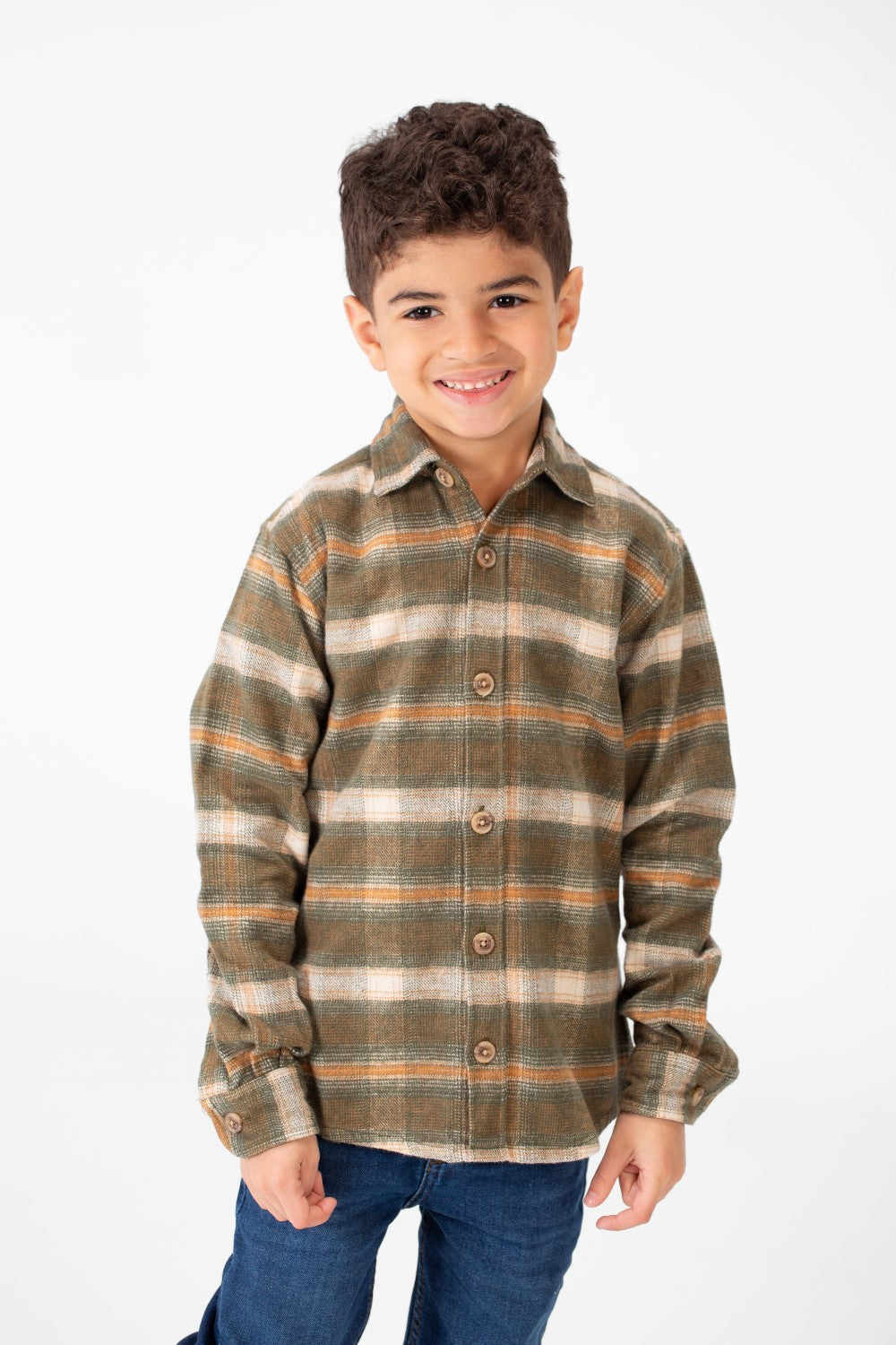 Boy's Winter Checked Shirt With Buttons And Long Sleeves